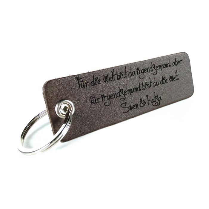 Genuine leather keyring with laser engraving