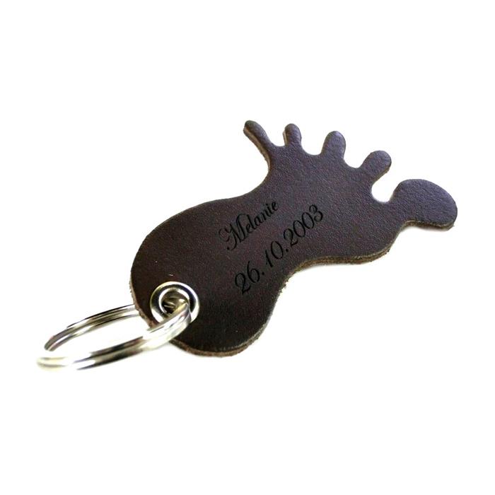 Leather keyring foot with laser engraving