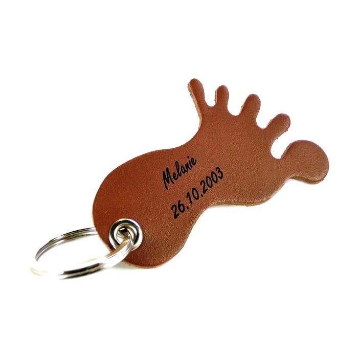 Leather Keyring Foot With Laser Engraving