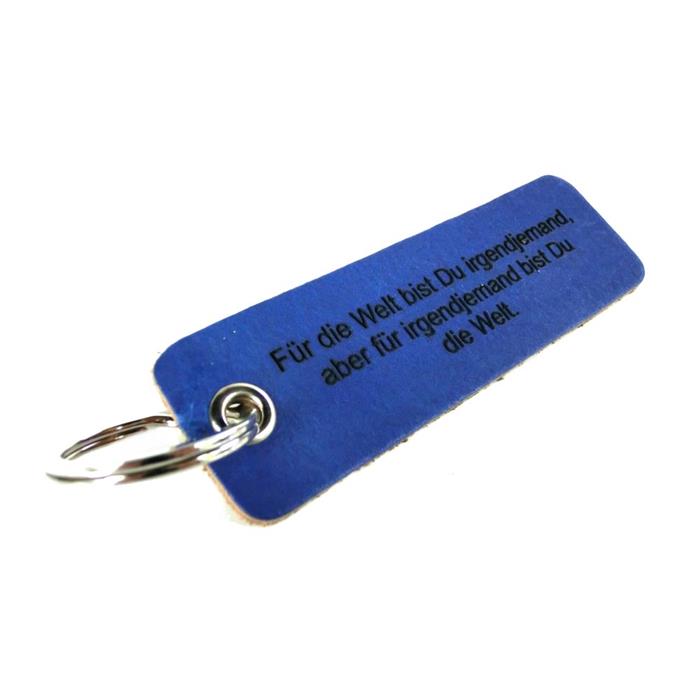 Coloured leather keyring with engraving