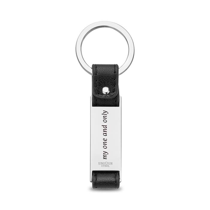 Keyring leather and stainless steel engravable