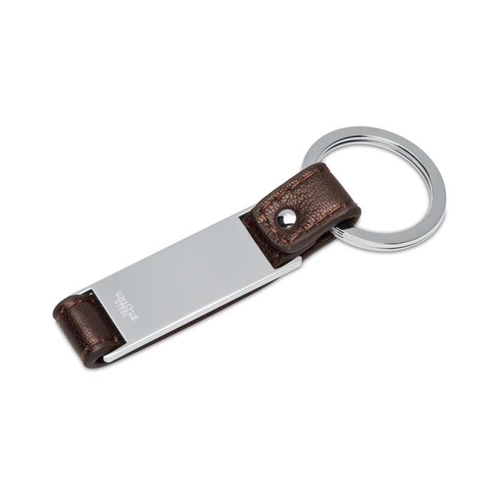Engravable keyring leather stainless steel