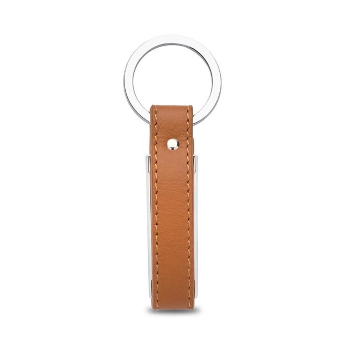 Keyring Engravable Leather Stainless Steel