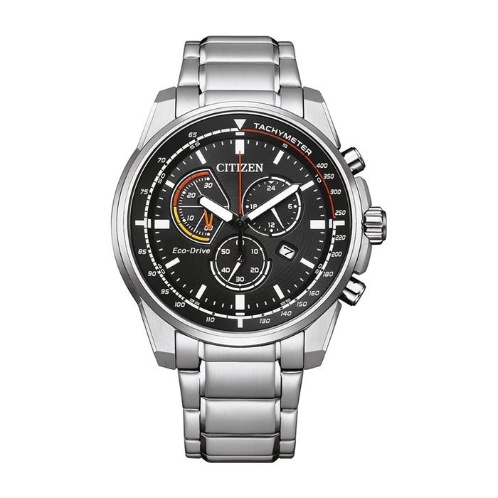 Men's stainless steel chronograph with eco drive