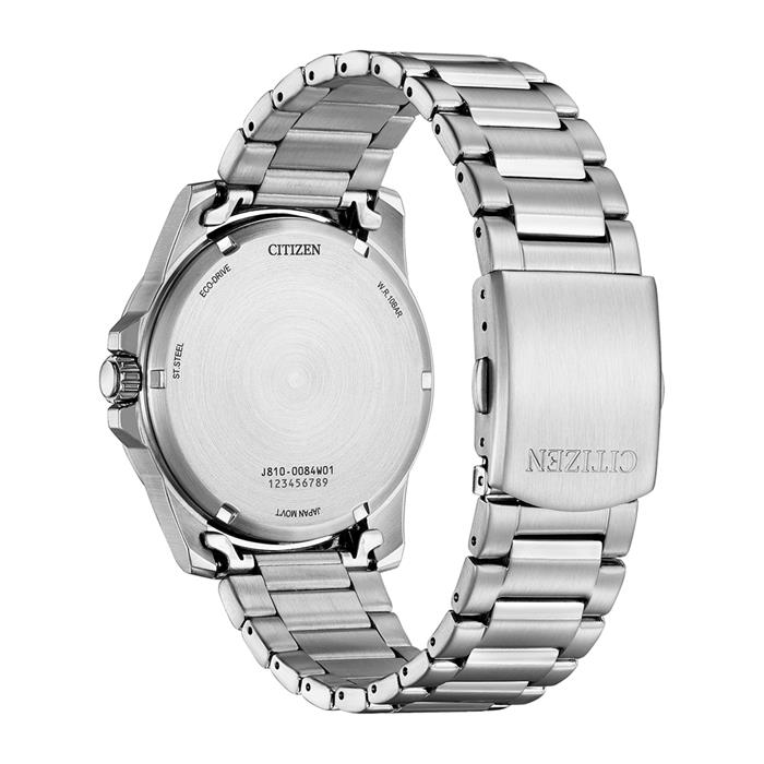 Stainless steel men's watch with Eco-Drive drive