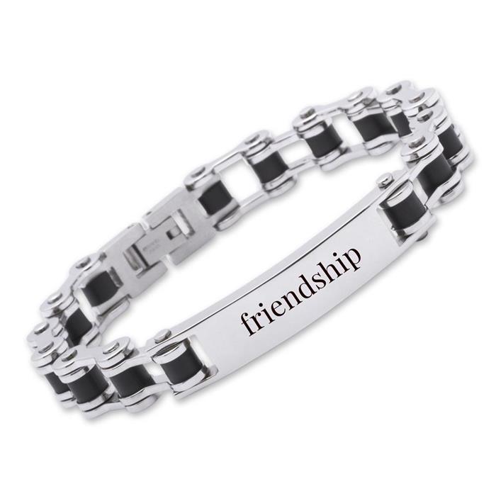 Modern stainless steel bracelet incl. laser engraving