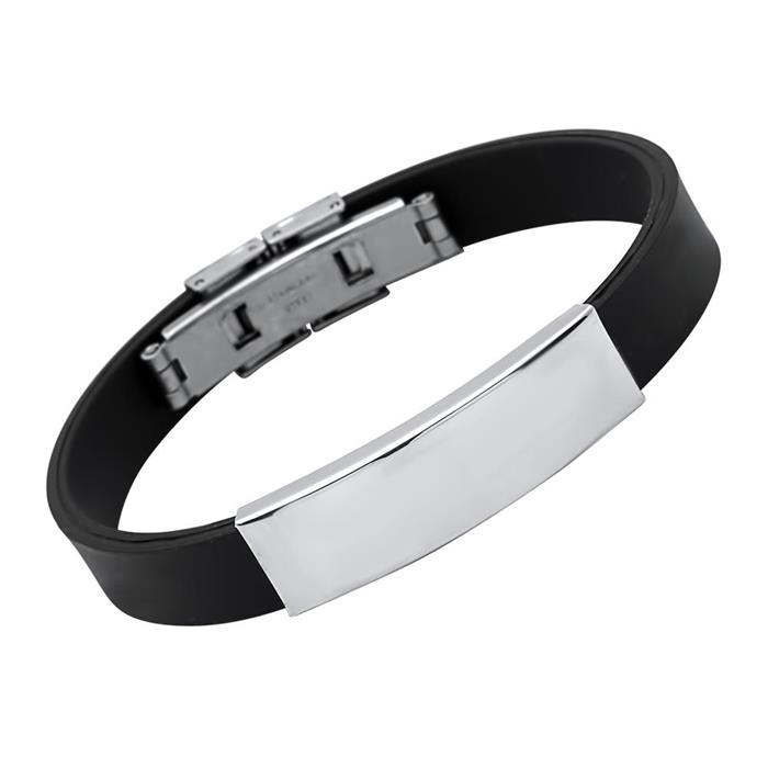 Rubber bracelet with stainless steel engraving plate 22cm