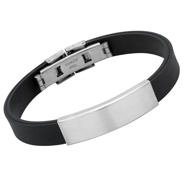 Kautschuk Armband mit Edelstahlgravurplatte 22cm