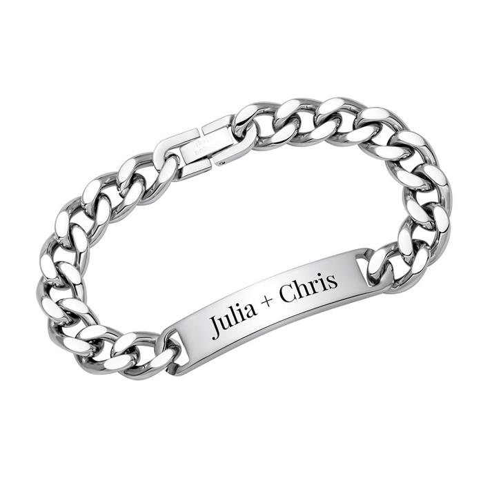 Stainless steel bracelet polished incl. laser engraving