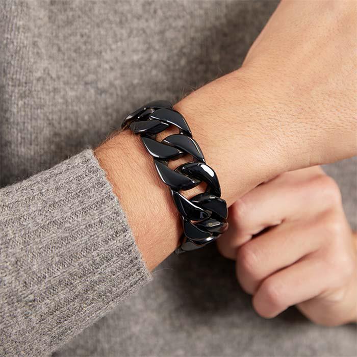 Solid stainless steel bracelet black