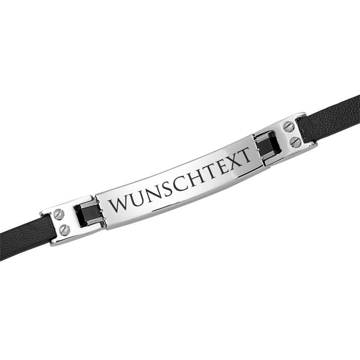 Armband Leder Edelstahlplatte