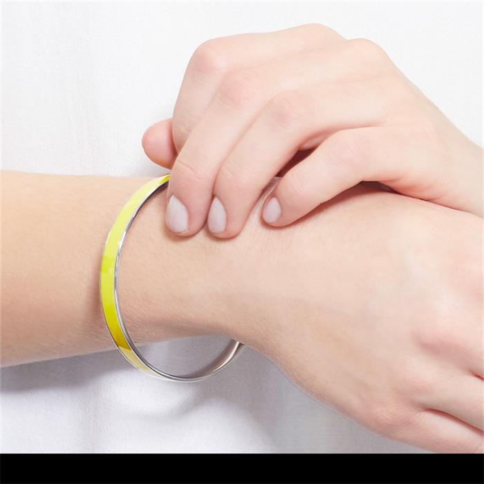 Stainless steel bracelet with yellow synthetic resin
