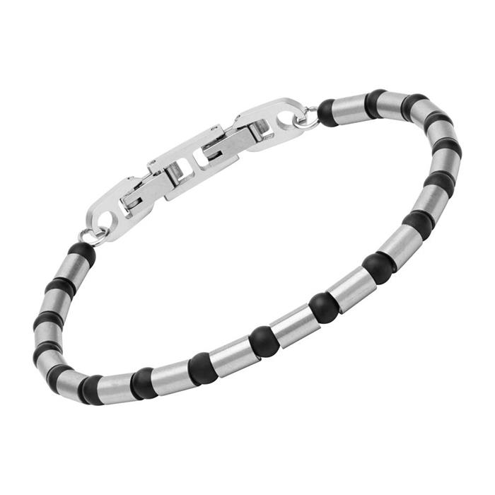 Stainless steel bracelet with black balls