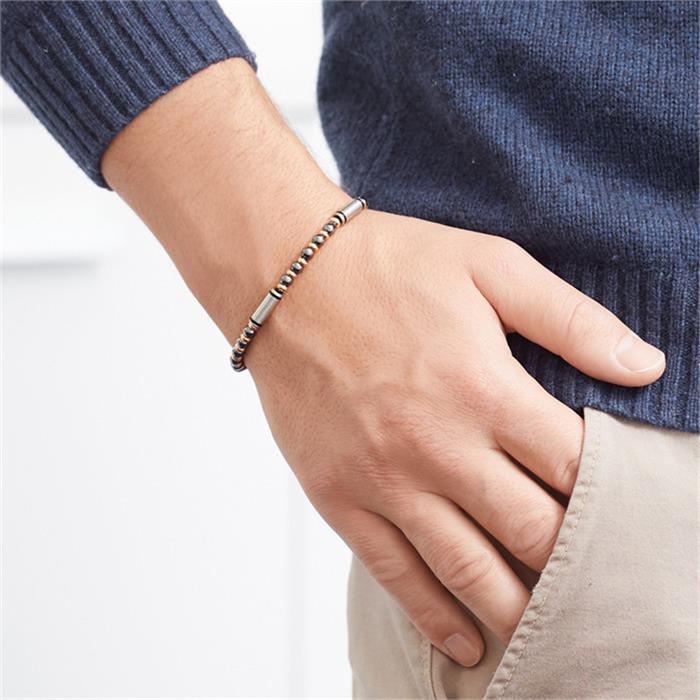 Bicolor bracelet made of stainless steel with balls