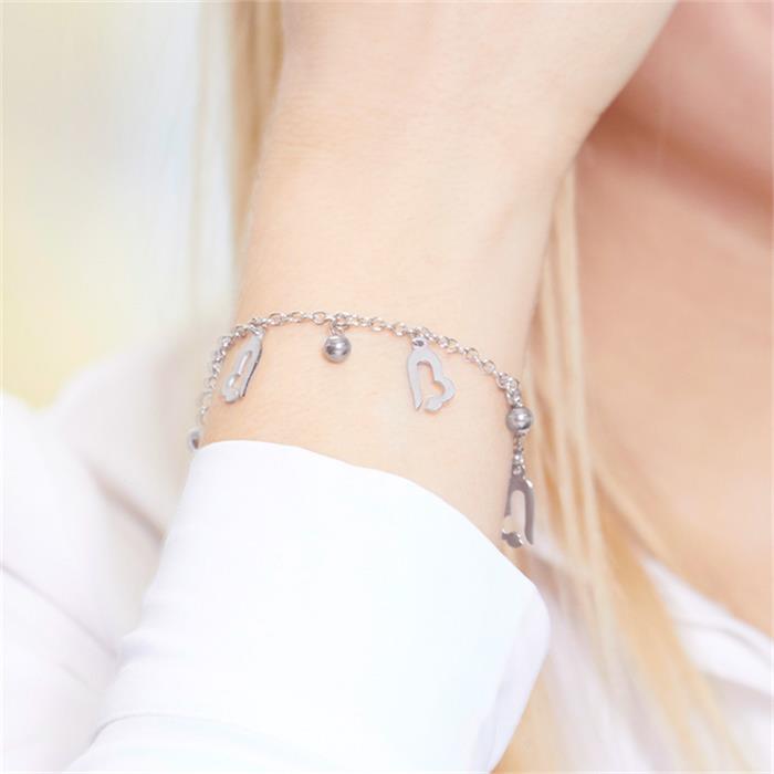 Ladies bracelet hearts of stainless steel