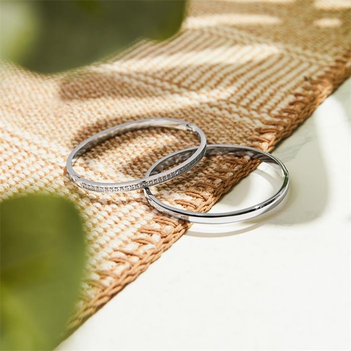 Brazalete de acero inoxidable con circonita, grabable