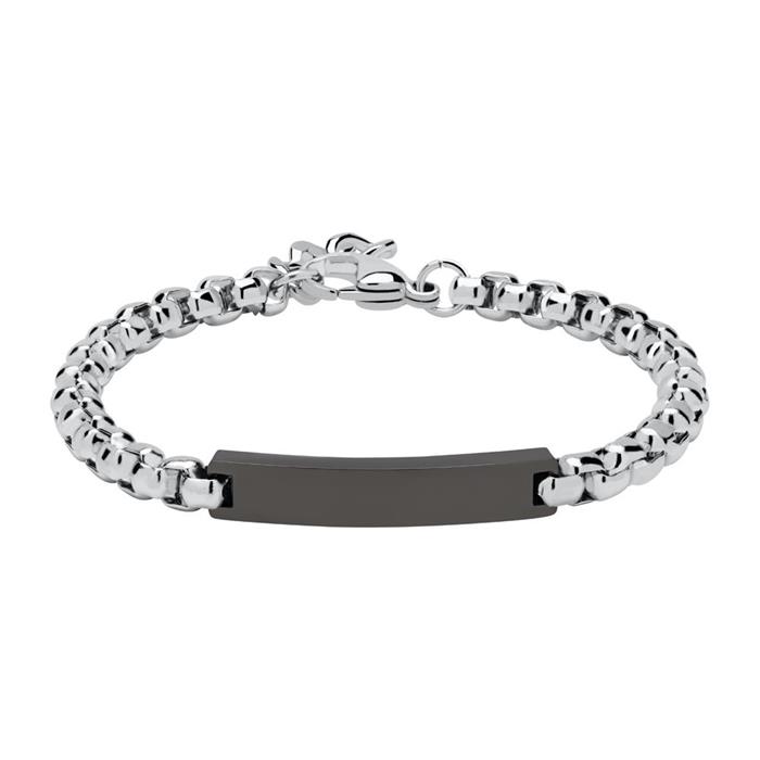 Engravable stainless steel bracelet partially blackened