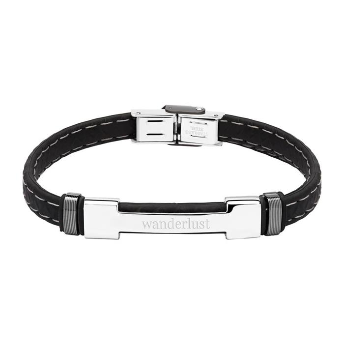 Pulsera de caucho negro grabable