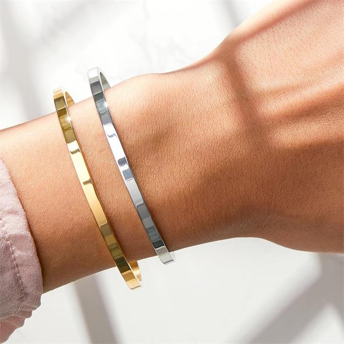 Bangle made of gold-plated stainless steel, engravable