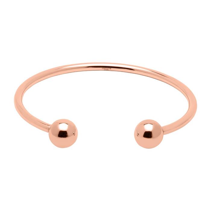 Brazalete abierto de acero inoxidable chapado en oro rosa