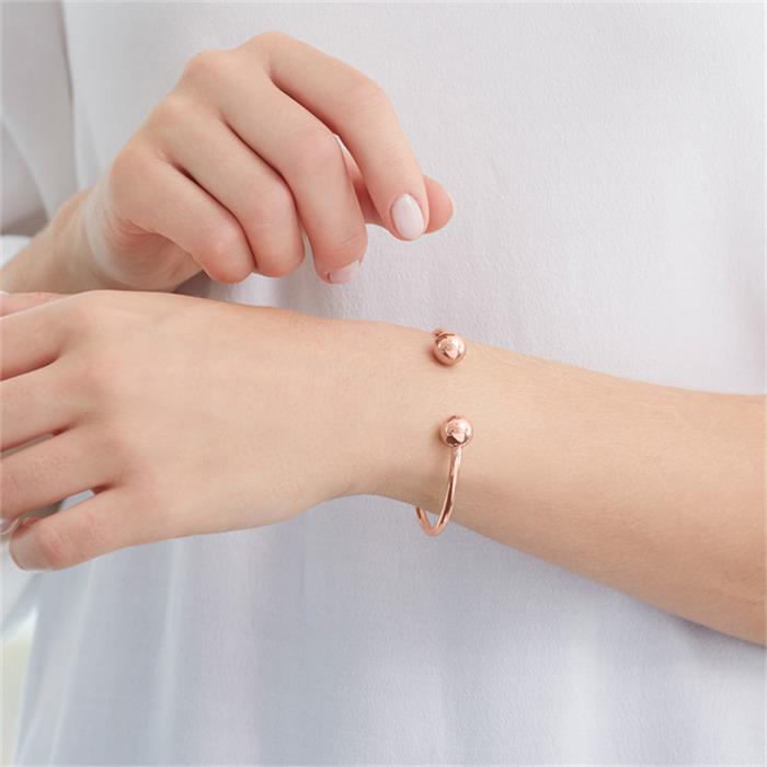 Open bangle in rose gold plated stainless steel