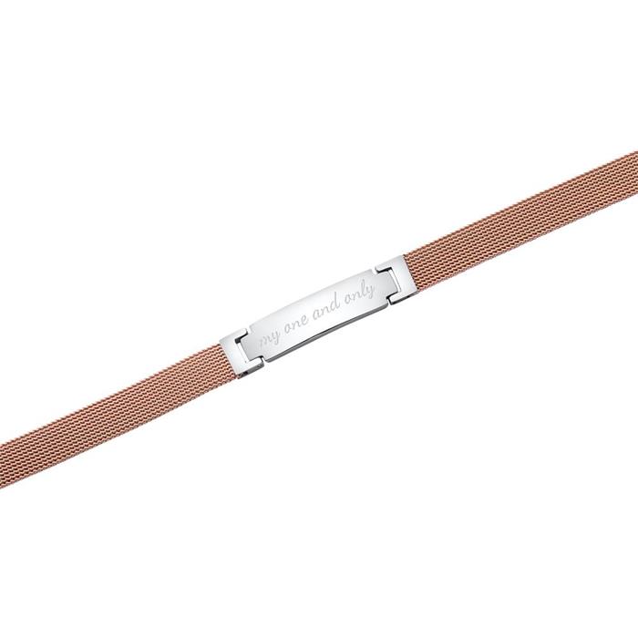 Gravierbares Mesh Armband aus Edelstahl, rosé