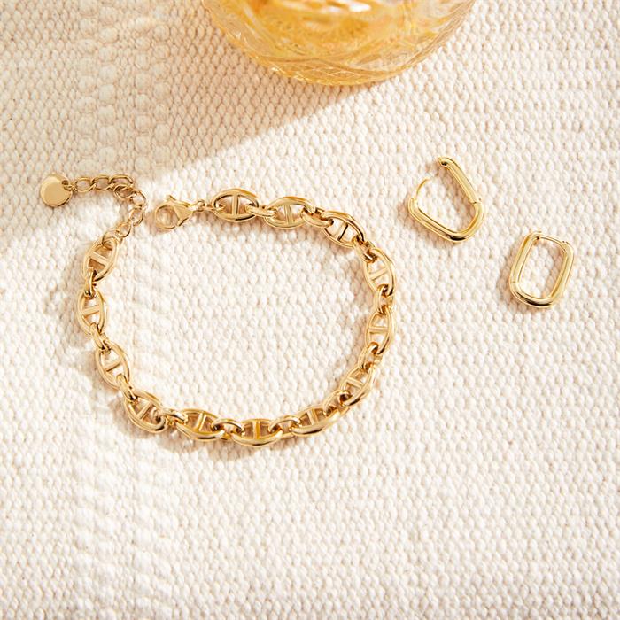 Armband mit Ankerkettengliedern aus Edelstahl, gold