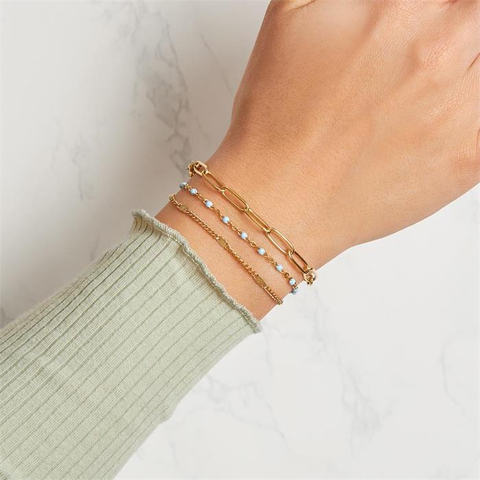 Ladies layer bracelet in gold-plated stainless steel