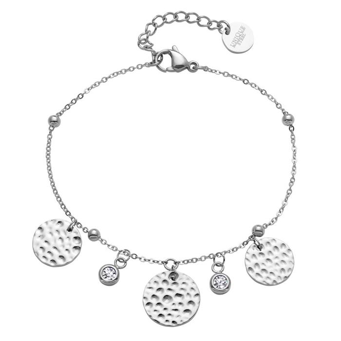 Ladies bracelet in stainless steel with zirconia