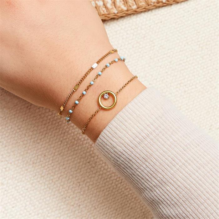 Circle bracelet for ladies in stainless steel, gold-plated