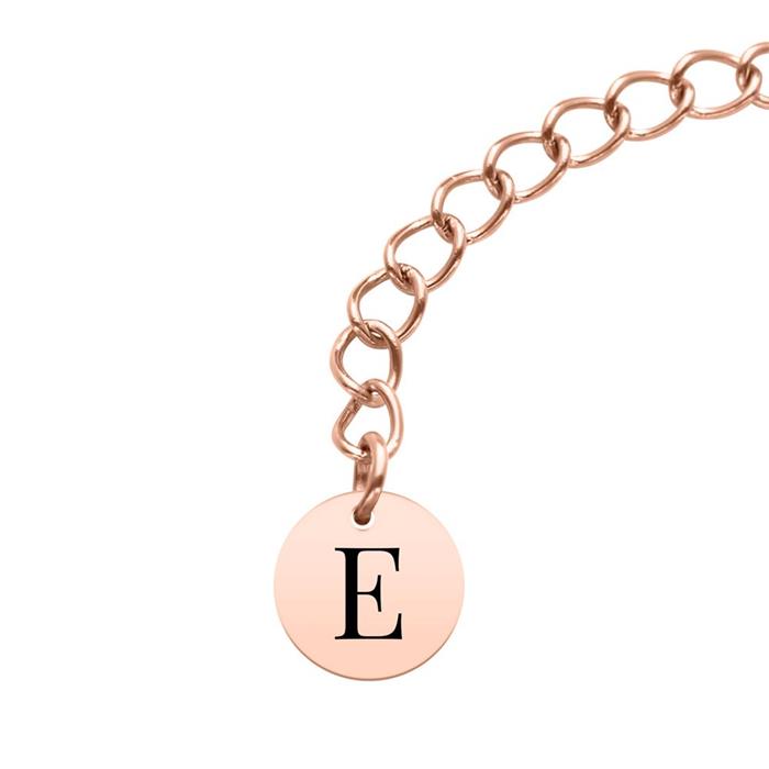 Ladies circle bracelet in stainless steel, rosé, with zirconia