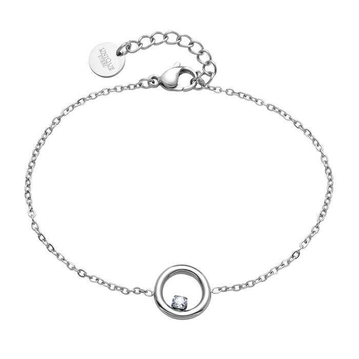 Stainless steel bracelet for ladies with zirconia