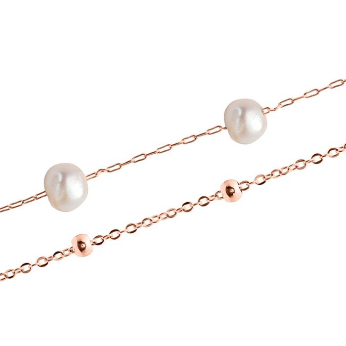 Ladies' Layer Bracelet In Stainless Steel, Rosé With Pearls