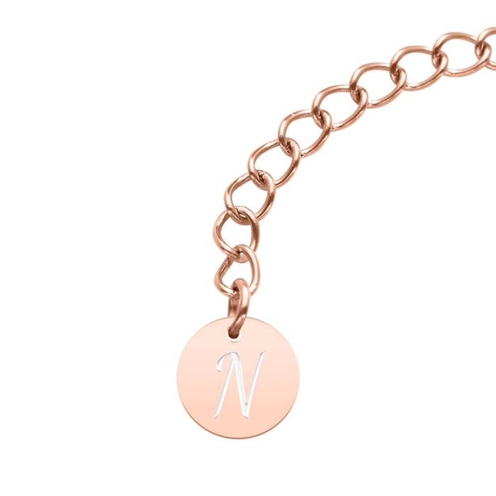 Ladies layer bracelet in stainless steel, rosé with pearls