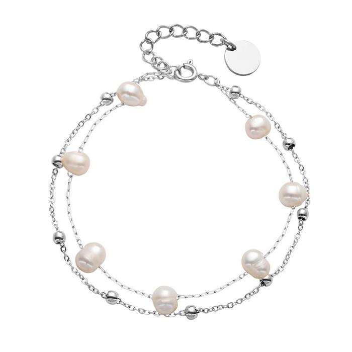 Ladies pearl bracelet in stainless steel