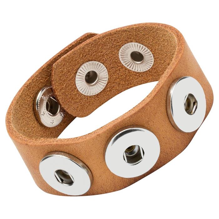 High quality bracelet buttons leather brown