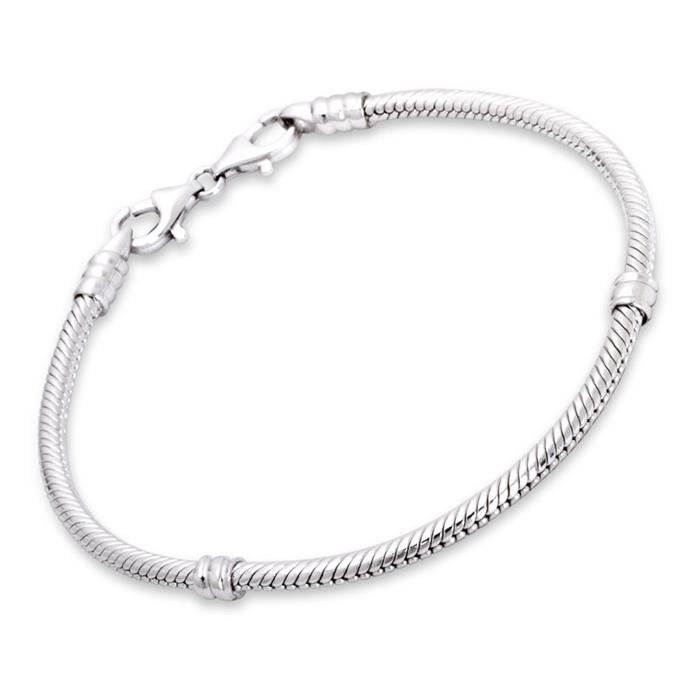 925 Silber Bead Armband Doppel-Karabiner