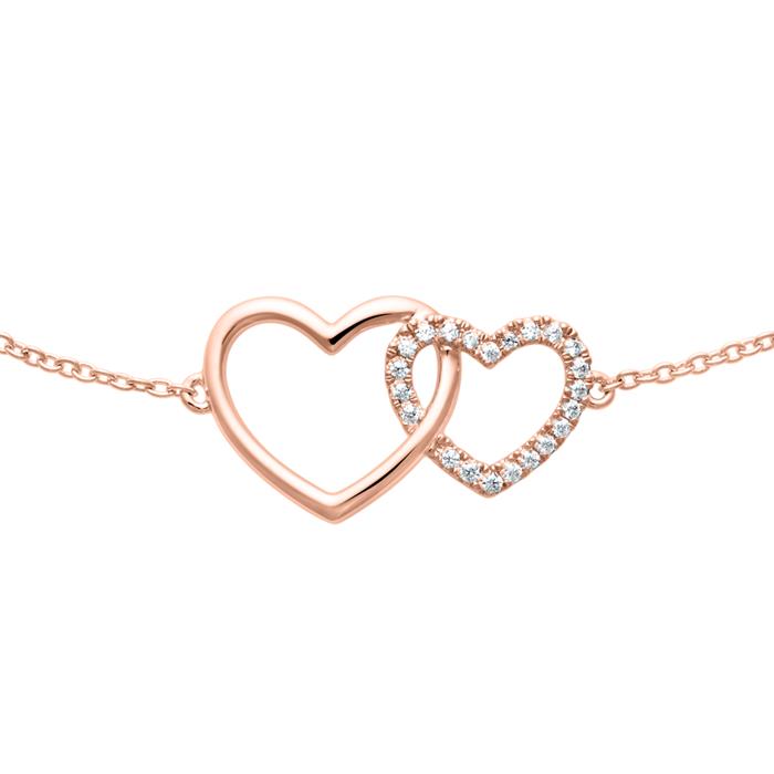 Pulsera con diseño de corazón en oro rosa