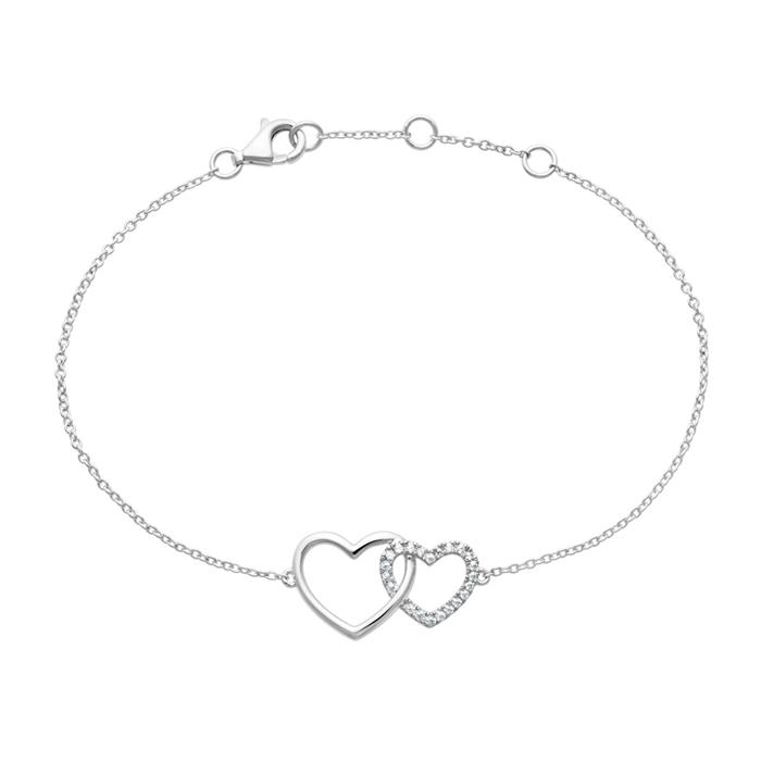 Heart bracelet in white gold with 22 diamonds