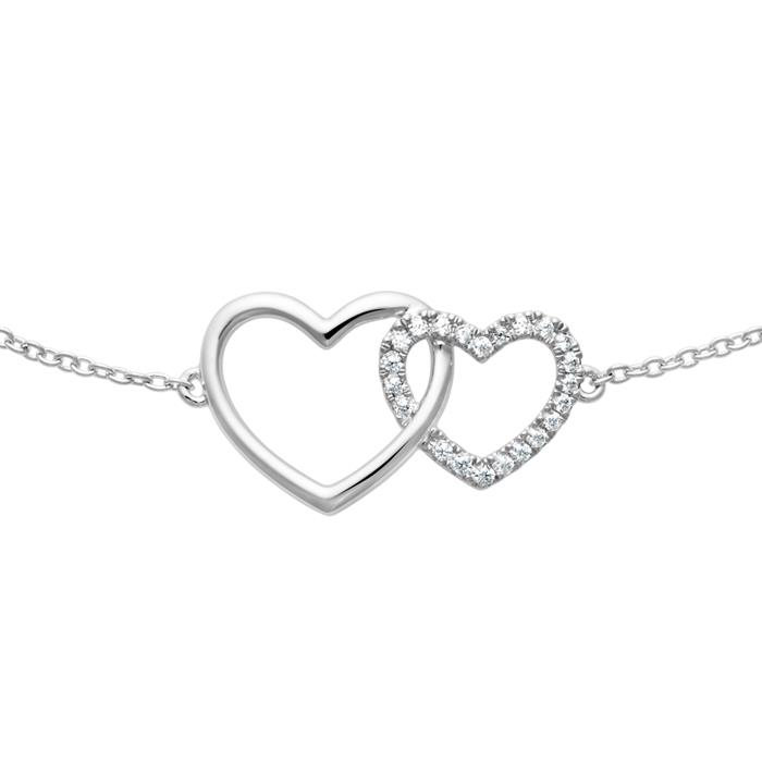 Heart bracelet in white gold with 22 diamonds