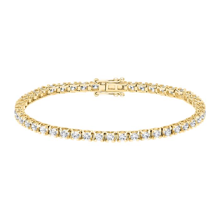 Golden tennis bracelet with diamonds for women