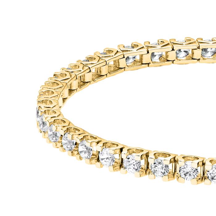 Golden tennis bracelet with diamonds for women