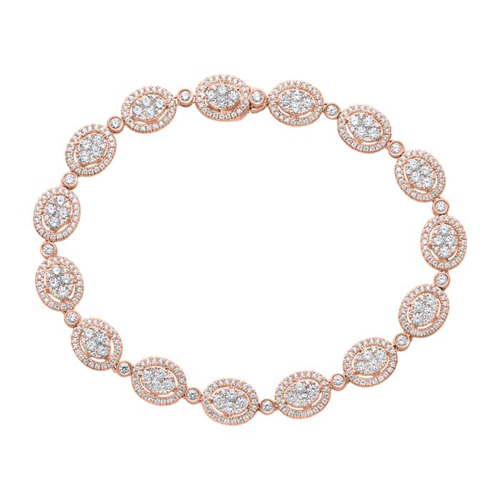 Damesarmband in halostijl in roségoud met diamanten