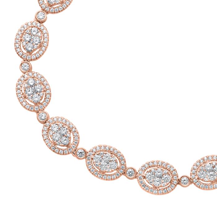 Ladies' halo-style bracelet in rose gold with diamonds