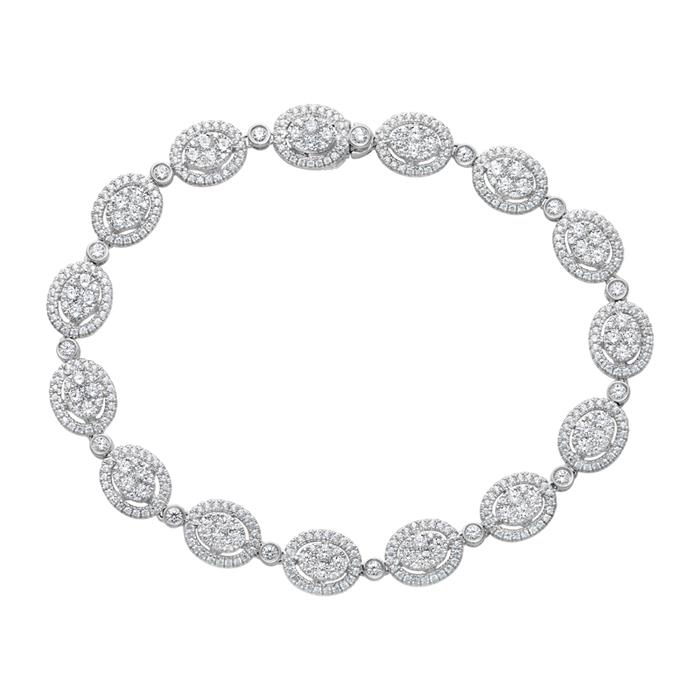 Pulsera halo de oro blanco o platino con diamantes