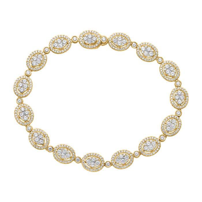 Golden diamond bracelet in halo style, lab grown