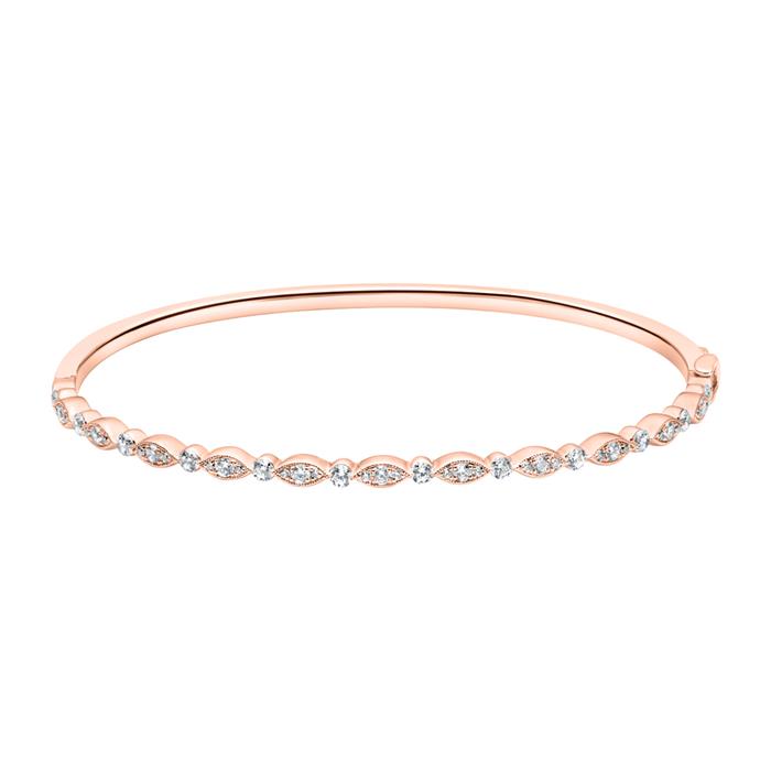 Diamond bangle with lab grown diamonds in rose gold