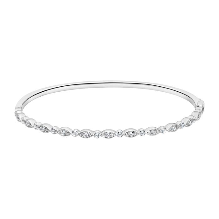 Bangle with lab grown diamonds, white gold or platinum