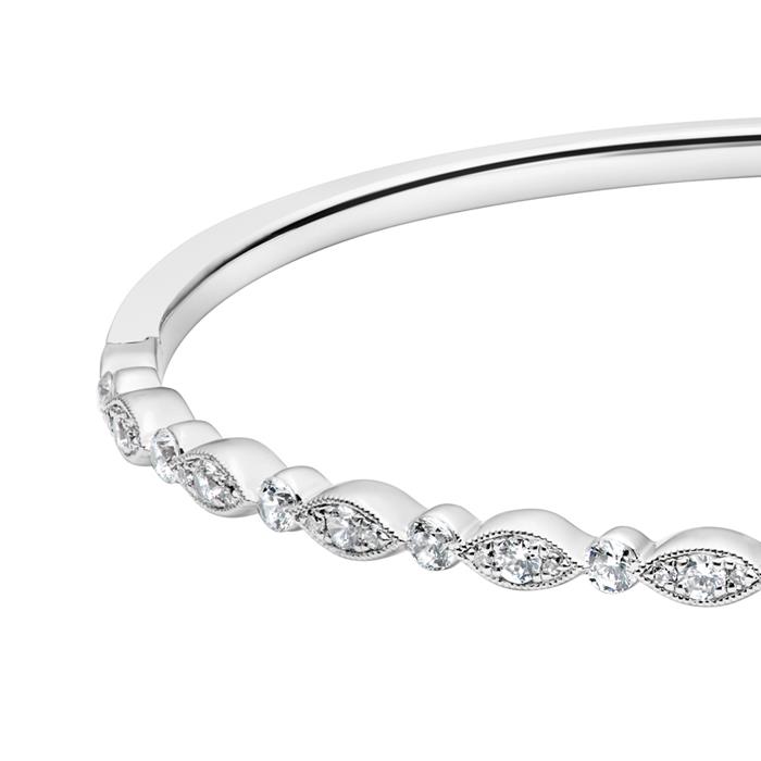 Bangle with lab grown diamonds, white gold or platinum