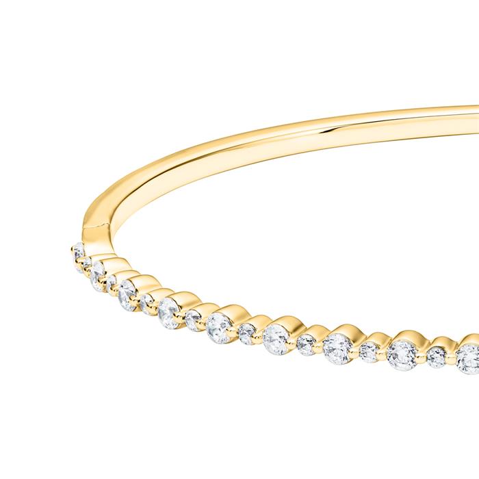 Hinged ladies&#x27; bangle in gold with diamonds